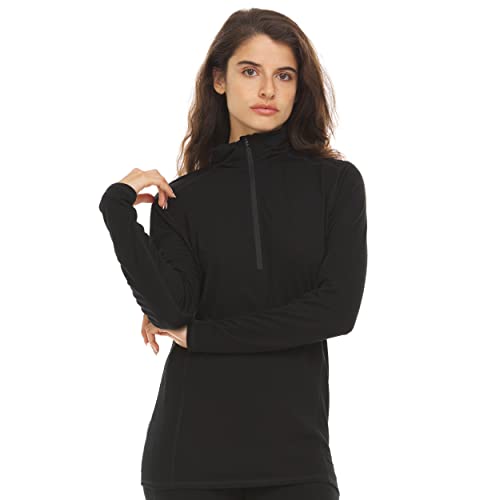 【中古】【未使用・未開封品】Minus33 Merino Wool Women's Liberty Lightweight 1/4 Zip, Black, XXX-Large