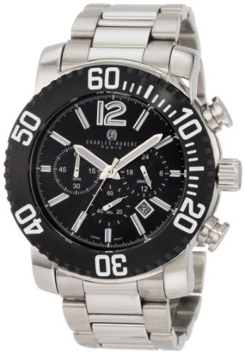 【中古】【未当て嵌める・未開封品】Charles-Hubert, Paris Men\u0027s 3855-B Premium Collection Stainless Steel Chronograph Watch