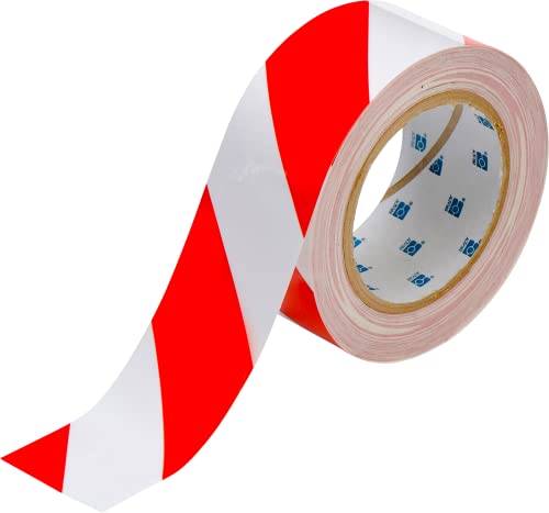 【中古】【未使用・未開封品】Brady ToughStripe Nonabrasive Diagonal Stripes Floor Marking Tape, 100' Length, 2 Width, Red on White (Pack of 1 Roll) by Brady