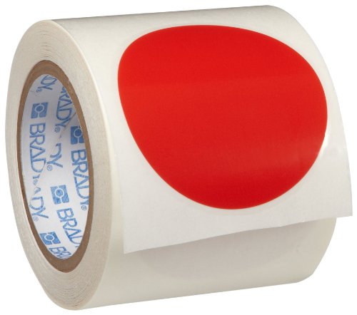 【中古】【未使用・未開封品】Brady ToughStripe Nonabrasive Dot Shaped Floor Marking Tape, 3.5 Diameter, Red, Prespaced (Pack of 350 Per Roll) by Brady