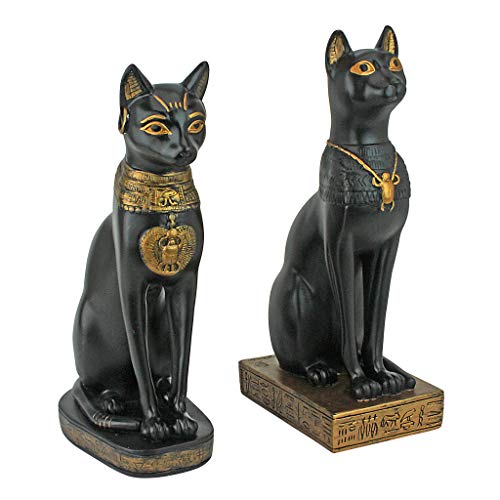 【中古】【未使用・未開封品】(Set of 2) - Design Toscano Egyptian Cat Goddess Bastet Statue in Matte Black (Set of 2)画像