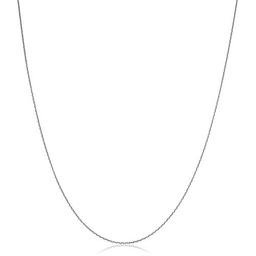 【中古】【未使用・未開封品】Kooljewelry 10K ホワイトゴールド 0.6mm ダイヤモンドカット ケーブルチェーンネックレス (16 18 20 24インチ)