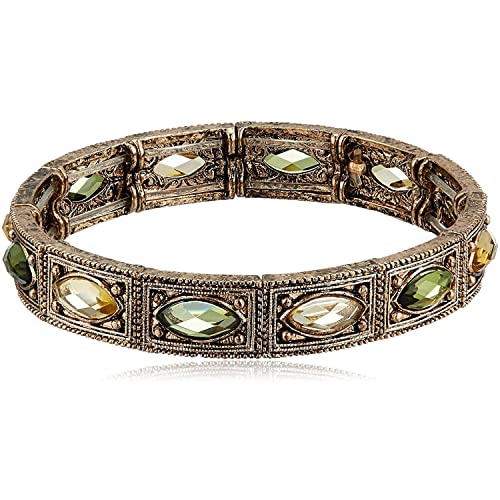 【中古】【未当て嵌める・未開封品】1928 Jewelry 金管楽器 ペリドット Jonquil 伸ばすこと腕輪, M, 硝子, 珠玉なし。
