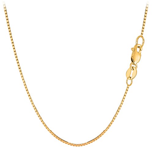 【中古】【未使用・未開封品】10k Yellow Solid Gold Mirror Box Chain Necklace, 1.0mm, 22\"