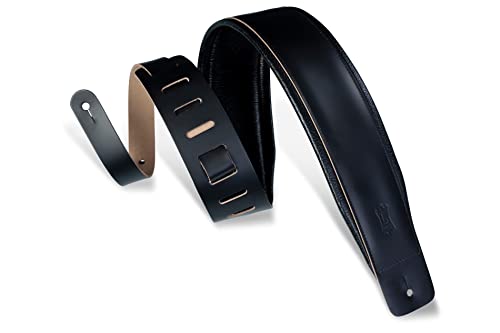 【中古】【未使用・未開封品】Levy's Leathers 3インチ レザーギターストラップ フォームパッド付き 標準 DM1PD-BLK