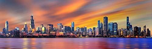 【中古】【未当て嵌める・未開封品】Chicago Skyline at DUSK 12x36 活動写真プリントパノラマポスター 活動写真 標準尺度大いさ その他-家電