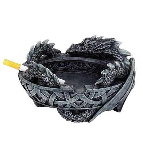 【中古】【未使用・未開封品】15cm Dragon Tail Cold Cast Resin Figurine Ashtray, Gunmetal Colour