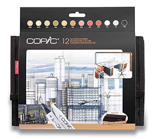 【中古】【未当て嵌める・未開封品】Copic Marker 12ピーステーマウォレットセット - 建築学色つや