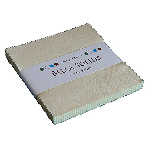 【中古】【未使用・未開封品】Moda Bella Solids Natural 9900-12 Charm Pack, 42 5-inch Cotton Fabric Squares by Moda Fabrics
