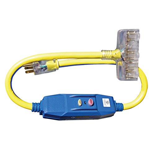 【中古】【未使用・未開封品】Voltec 04-00102 12/3 STW 20アンペアGFCIパワーブロックアダプター、ライトエンド付き、3フィート、イエローストライプ付きブルー