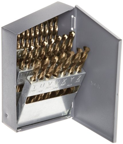 【中古】【未使用・未開封品】Chicago Latrobe 550 Series Cobalt Steel Jobber Length Drill Bit Set With Metal Case, Gold Oxide Finish, 135 Degree Split Point, Letter