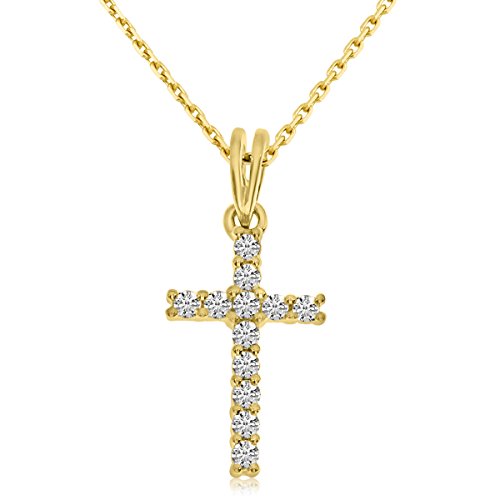 【中古】【未使用・未開封品】(ダイレクト・ジュエリー) Direct-Jewelry 14K イエローゴールド ダイヤモンドクロスペンダント 18インチチェーン付き