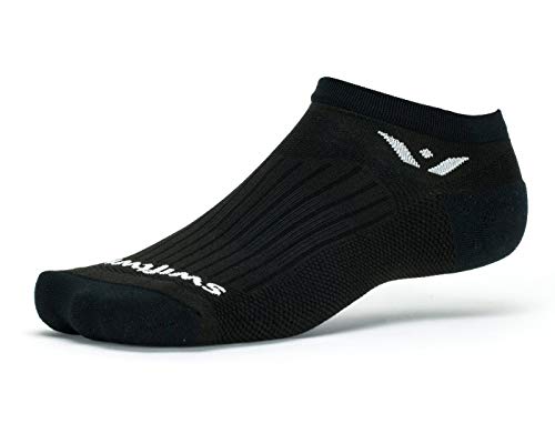 【中古】【未当てはめる・未開封品】(Large, Black) - Swiftwick - Performance ZERO, No-Show Athletic Compression Socks for Golf and Running