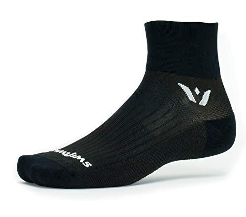 【中古】【未使用・未開封品】Swiftwick- PERFORMANCE TWO ランニング&サイクリングソックス 男女兼用 クッションクルーソックス ブラック Lサイズ