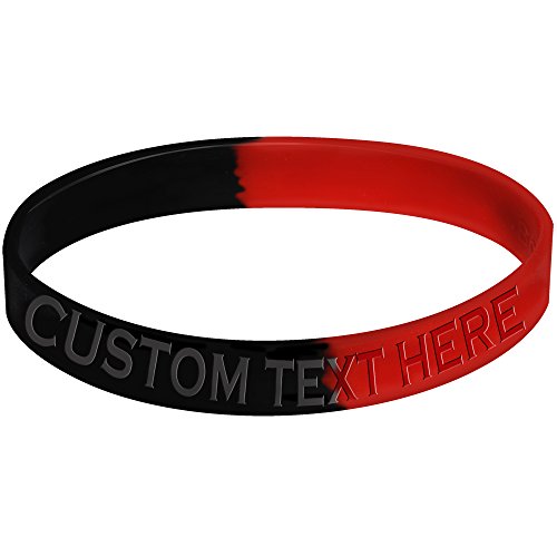 【中古】【未使用・未開封品】カスタマイズ可能なブラックボディキャンディレッドシリコンスタイル1ストレッチPersonalizedメッセージブレスレット画像