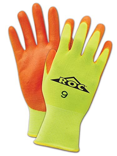 【中古】【未使用・未開封品】Magid ROC HV144 Nylon Glove, Orange Polyurethane Palm Coating, Knit Wrist Cuff, 10 Length, Size 9 (Pack of 12 Pairs) by Magid Glove & S