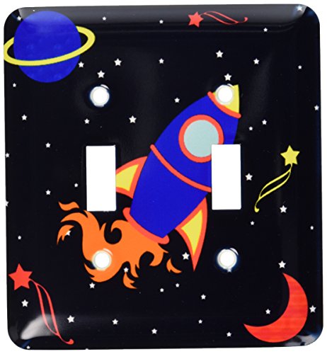 【中古】【未使用・未開封品】3dRose LLC lsp_12156_2 かわいいブルーボーイロケット 宇宙船、ダブルトグルスイッチ