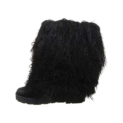 【中古】【未使用・未開封品】BEARPAW レディース Boetis 複数色 | レディースブーツ ナチュラルファー | レディーススリッポンブーツ | 快適な冬用ブーツ, ブラック, 7