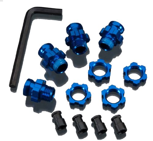 【中古】【未使用・未開封品】Traxxas 5853X Blue-Anodized Aluminum 17mm Wheel Hub adapters, (set of 4)