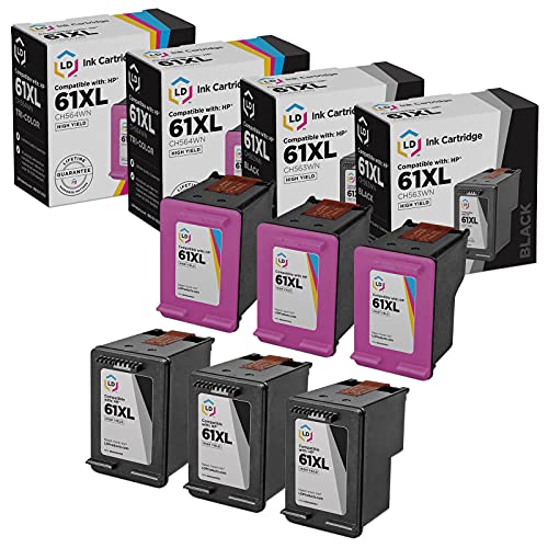 【中古】【未使用・未開封品】LD 再生インクカートリッジ HP 61XL 大容量用 ブラック 3色 6個パック