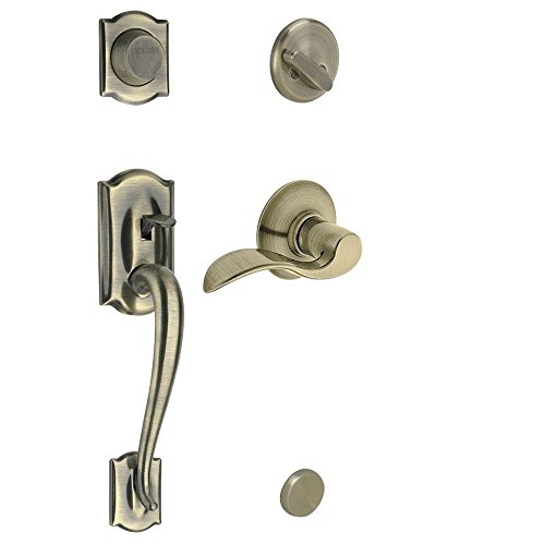 【中古】【未使用・未開封品】Schlage F93CAM609ACCRH キャメロット 無効ハンドルセット アクセント付き 右利き用 アンティーク真鍮|AJIMURA-SHOP