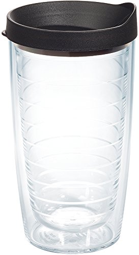 【中古】【未使用・未開封品】Tervis 1030309 カラフルな断熱タンブラー ブラックの蓋付き 16オンス クリア