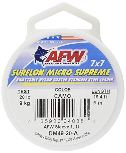 【中古】【未使用・未開封品】American Fishing Wire Surflon マイクロ スプリーム ナイロン コート 7x7ステンレススチール リーダーワイヤ 100 Meter, 90 Pound Test