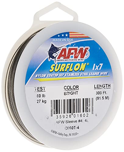 【中古】【未使用・未開封品】(300m, 20kg Test, Bright) - American Fishing Wire Surflon Nylon Coated 1x7 Stainless Steel Leader Wire