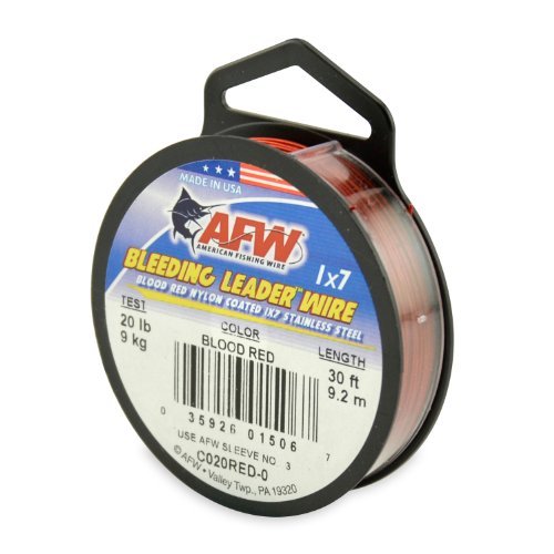 【中古】【未使用・未開封品】アメリカの釣りワイヤー出血リーダーブラッド?レッド?ナイロンコーテッド１Ｘ７ステンレスリーダーワイヤー、３０ポンドテスト、３０フィート｜AJIMURA-SHOP