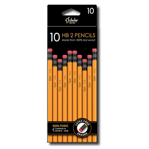 【中古】【未使用・未開封品】消しゴム付きiScholar No.2イエローペンシル、10本の鉛筆1パック、イエロー