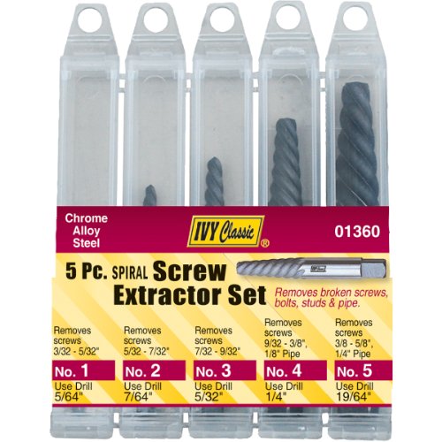 【中古】【未使用・未開封品】IVY Classic 01360 5-Piece Chrome Alloy-Steel Spiral Screw Extractor Set, Sturdy Plastic Case by IVY Classic|AJIMURA-SHOP