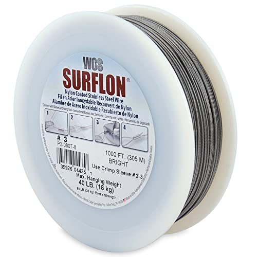 【中古】【未当て嵌める・未開封品】Surflon Size 3-40-Pound Break 1000-Feet Crimping Picture Wire Nylon Coated Stainless Steel, Bright