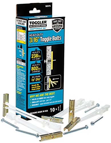 【中古】【未使用・未開封品】TOGGLER SNAPTOGGLE BA Toggle Anchor with Bolts, Zinc-Plated Steel Channel, Made in US, 3/8 to 3-5/8 Grip Range, For 3/16-24 UNC Fastene