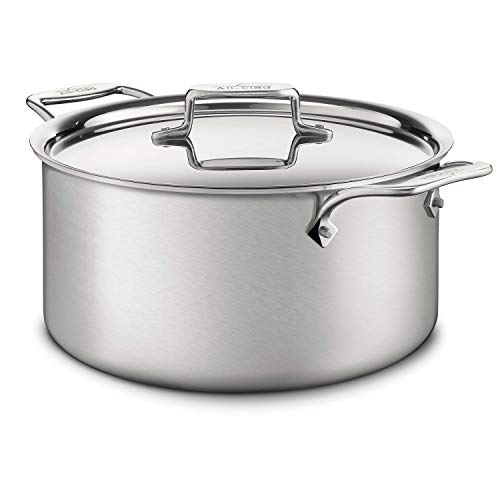 【中古】【未使用・未開封品】All-Clad BD55508 D5 Brushed 18/10 Stainless Steel 5-Ply Bonded Dishwasher Safe Stockpot Cookware, 8-Quart, Silver by All-Clad
