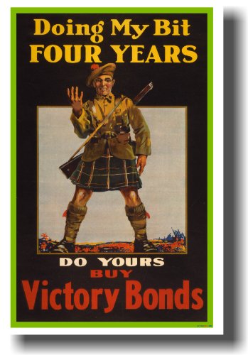 【中古】【未当て嵌める・未開封品】Doing My Bit Four Years - Do Yours - Victory Bonds - 1918 WWI ヴィンテージカナダ書きうつす張り出し