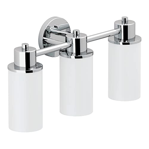 【中古】【未使用・未開封品】Moen DN0763CH Iso 3ライト デュアルマウント 浴室 浴室 化粧台器具 すりガラス付き クロム