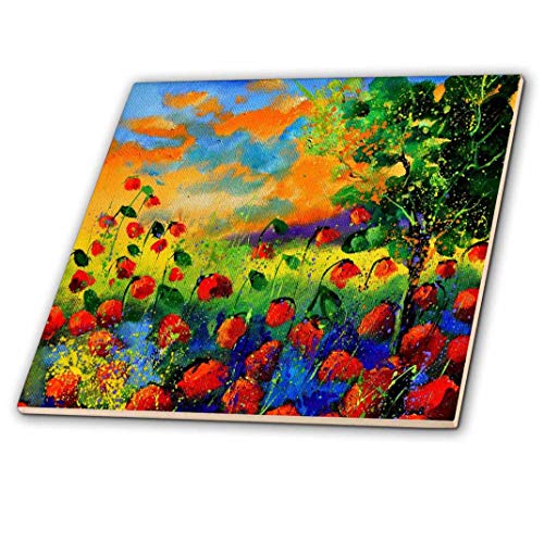 【中古】【未当て嵌める・未開封品】Pol Ledent絵の具柄???赤いことPoppies???瓦 4-Inch コンピュータ断層撮影法_21109_1