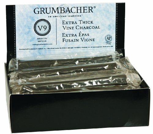 【中古】【未使用・未開封品】Grumbacher Vine Charcoal, Jumbo Medium, 25/Box by Grumbacher