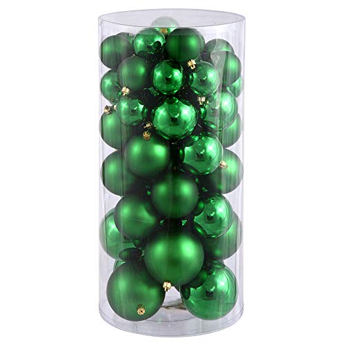 【中古】【未使用・未開封品】(3.8cm - 5.1cm, Green) - Vickerman 50ct Xmas Green Shiny & Matte Shatterproof Christmas Ball Ornaments 3.8cm - 5.1cm|AJIMURA-SHOP
