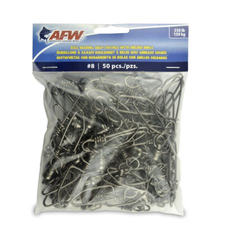【中古】【未使用・未開封品】American Fishing Wire ボールベアリング スナップスイベル ブラック 50個 サイズ8 350ポンドテスト