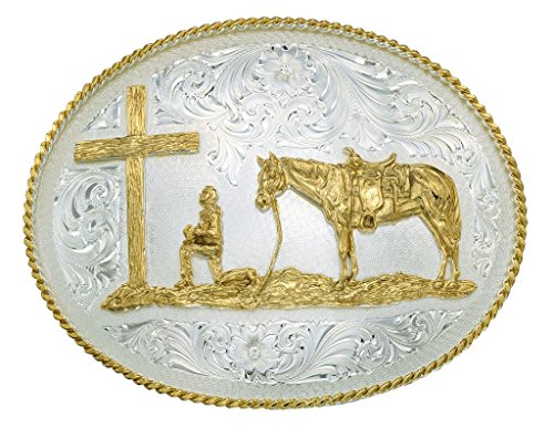 【中古】【未当て嵌める・未開封品】Montana Silversmiths メンズ しろがね色目じるし クリスチャン 牛飼い ウエスタンベルトバックル - 61354 US 大きさ: One Size 色つや: 薄墨色