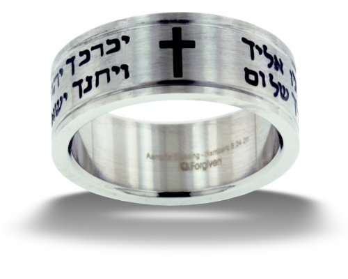 【中古】【未使用・未開封品】FORGIVEN JEWELRY Aaronic Blessing ステンレススチールリング, 金属、スチール。｜AJIMURA-SHOP
