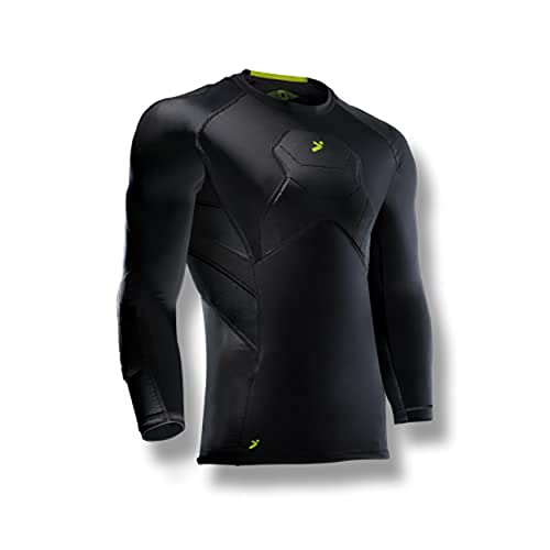 【中古】【未当て嵌める・未開封品】Storelli BodyShield キーパー 3/4 アンダーシャツ 軽さコンプレッションサッカーシャツ チェストプロテクター 肘と肩のパッド 黒いこと X