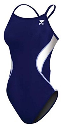 【中古】【未使用・未開封品】TYR 大人用 アライアンス ダイヤモンド バック スプライス 水着 ネイビー/ホワイト 28|AJIMURA-SHOP