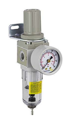 【中古】【未使用・未開封品】PneumaticPlus SAW2000M-N02BG Miniature Compressed Air Filter Regulator Combo Piggyback 1/4 NPT - Poly Bowl, Manual Drain, Bracket, Gaug