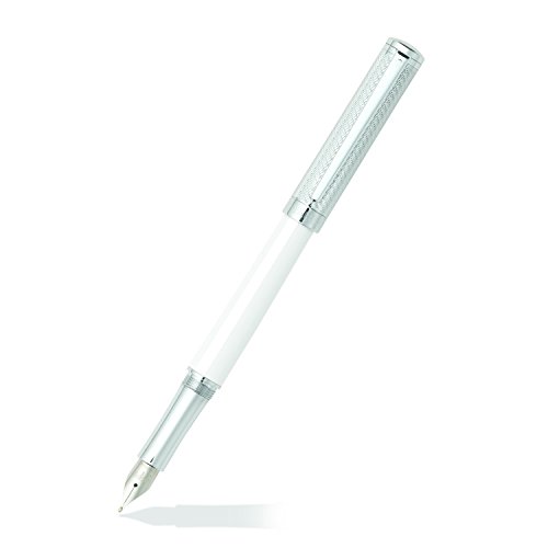 【中古】【未当て嵌める・未開封品】(Intensity, Gloss White Barrel, Spiral Engraved Chrome Cap) - Sheaffer Intensity Engraved Spiral Cap/Chrome Plate Trim Fountain Pen wit