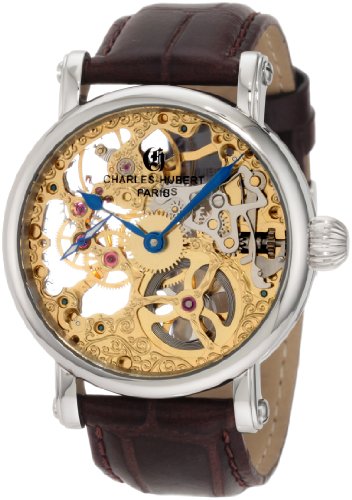 【中古】【未当て嵌める・未開封品】Charles-Hubert Paris 3887-A Mens Stainless Steel Skeleton Dial Mechanical Watch