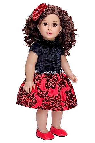 【中古】【未使用・未開封品】Holiday Spirit - Holiday red taffeta party dress with red shoes - American Girl Doll Clothes