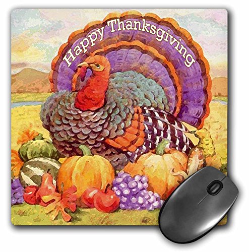 【中古】【未使用・未開封品】3dRose LLC 8 x 8 x 0.25インチ Happy Thanksgiving マウスパッド (mp_3206_1)