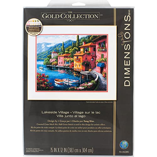 【中古】【未使用・未開封品】Gold Collection Lakeside Village Counted Cross Stitch Kit-15"X12" 16 Count (並行輸入品)|AJIMURA-SHOP